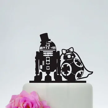 

Wedding Star Wars Cake Topper,R2D2 & Bb8 cake topper, Acrylic Custom Love Cake Topper,Star Wars Silhouette with Bride & groom