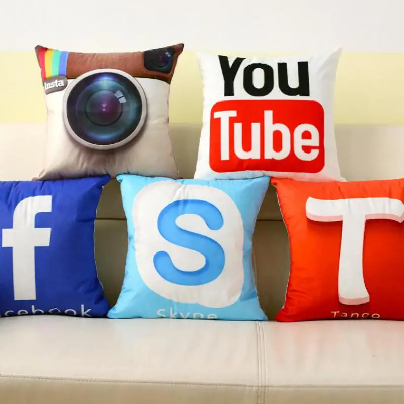 

Creative Facebook Pillow Logo Smart Twitter Google Google Home Decor Cushion Cute Cartoon Pet Cat Bull Dog Glasses For Kids Gift