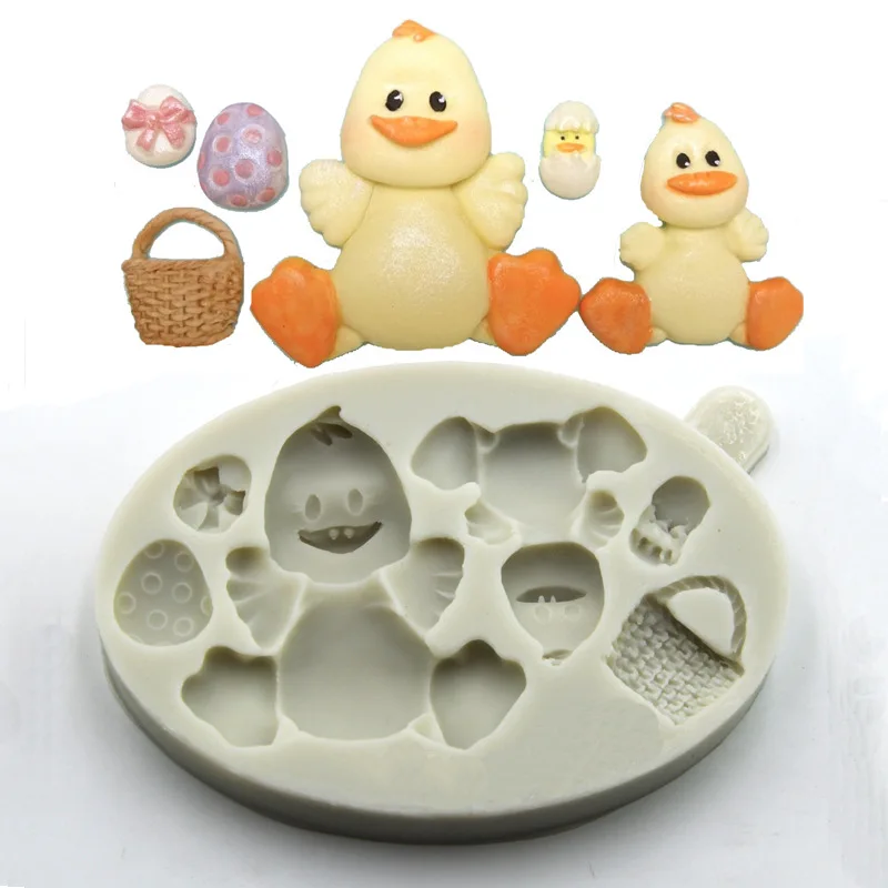 

Luyou 1pcs Duck and flower basket cake silicone mold fondant mold Birthday cake decorating tools chocolate gumpaste mold FM1853