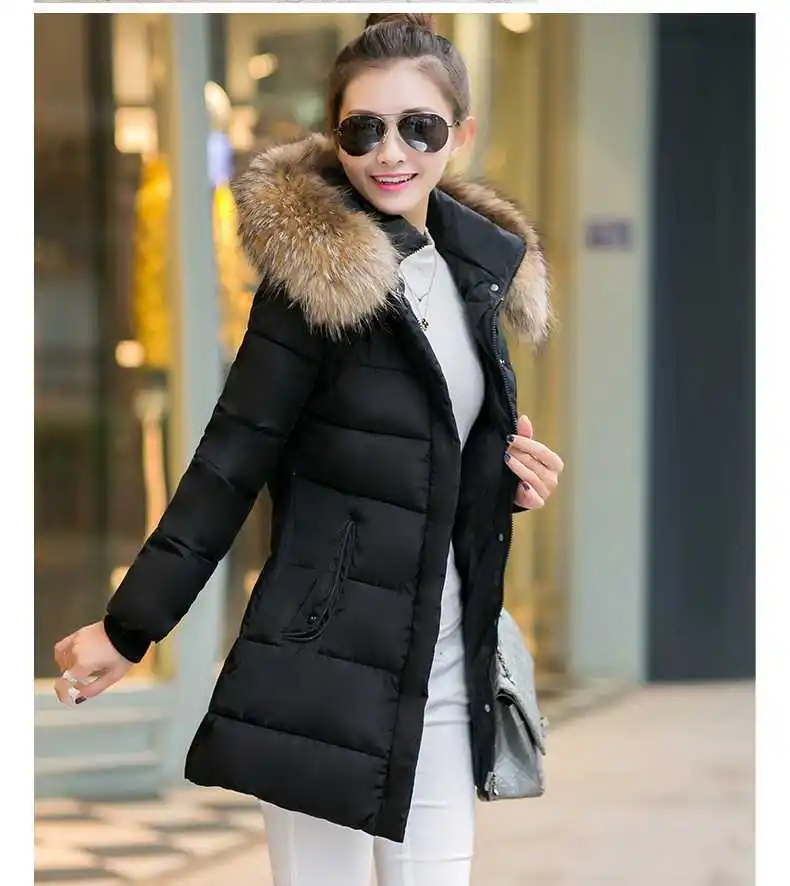 2015 New Women's Big Fur Collar Thicken Jackets Fashion