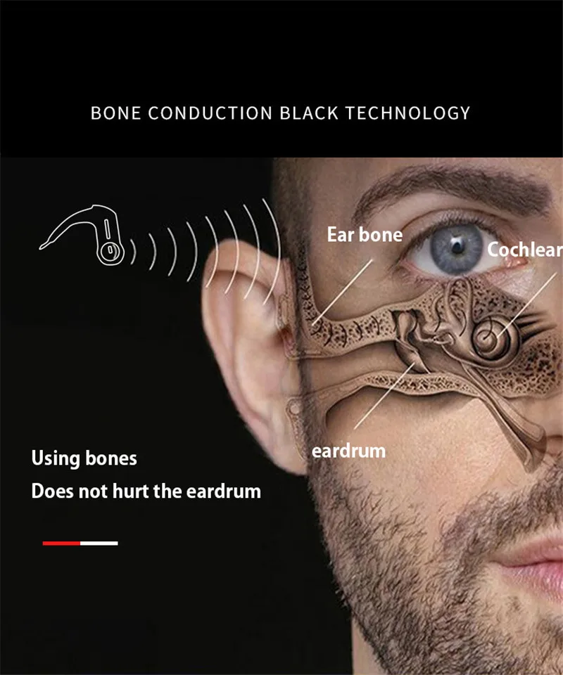 Magnetic Charging Bluetooth Wireless Earphones Lightweight Smart Bone Conduction Headset Wireless Bluetooth 4.1 Headphones