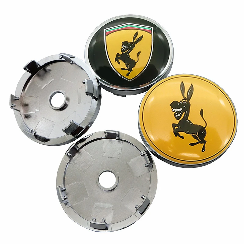 56mm 4pcs Wheel Center Caps Emblem Badge Hub Caps Stickers Funny donkey Logo