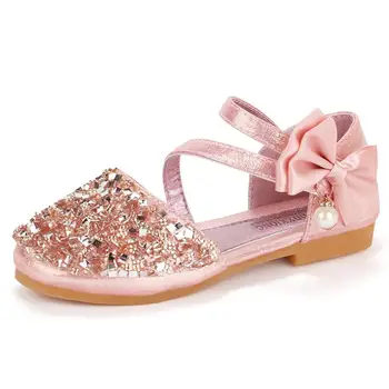 

NEW Spring/Summer Girls Leather Shoes Child Princess Fashion Glitter Bowtie Sandals Kids Buckle Strap heels Baby
