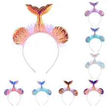 Mermaid children's headband birthday holiday gift Halloween party little girl princess tiara hair accessories cartoon jewelry