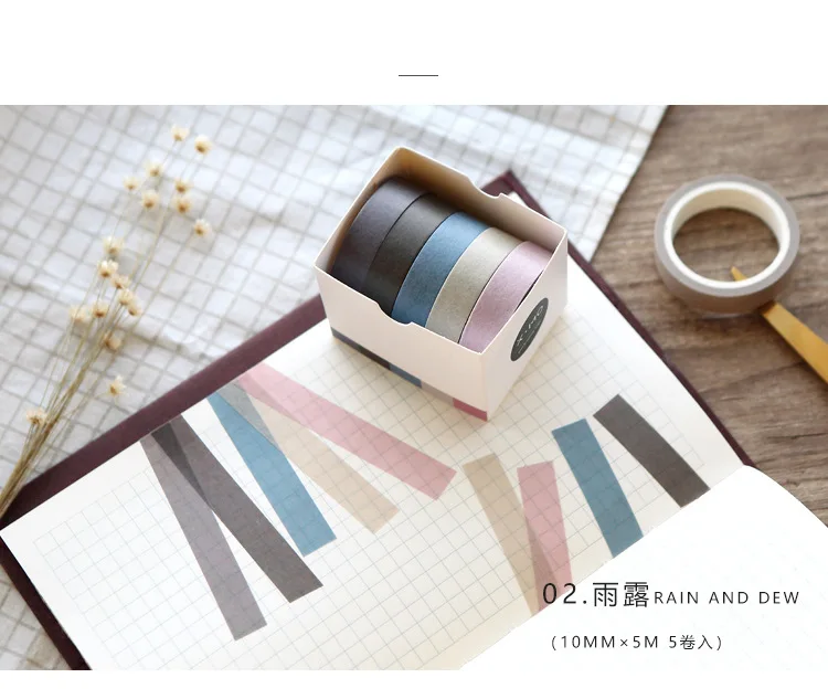 5 шт/лот милый цветной бумажный васи лента набор каваи декоративная маскирующая лента мочалка клейкая лента для скрапбукинга корейские канцелярские принадлежности