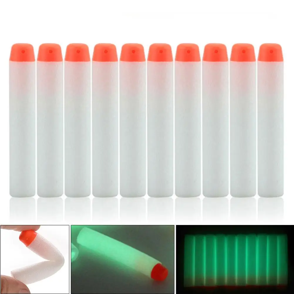 

100pcs Fluorescence Toy Orbeez Gun Luminous Bullets For Nerf Series Blasters Refill Clip Darts EVA Soft Bullets Glow In The Dark