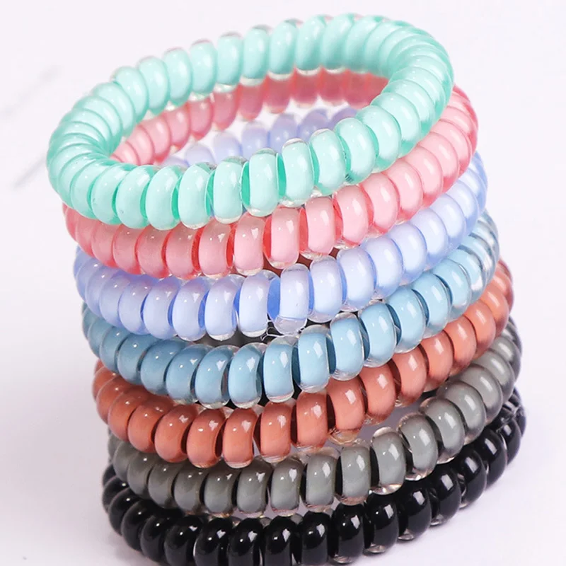 

New Fashion Simple Rubber Bands Cute Telephone Line Elastic Hair Bands Girls Hair Ropes Candy Colors Hair Accessories For Women