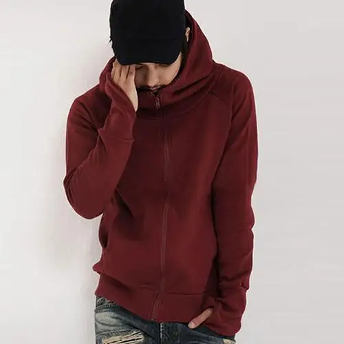 

Cool Men Winter Warm Solid Color Gloves Sleeve Hooded Sweatshirt Outwear Jacket