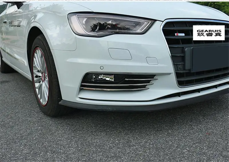 6 шт. внешней литье спереди Туман лампа рамка декоративная крышка отделкой стайлинга автомобилей Нержавеющая сталь наклейки для Audi A3 8 В 2013