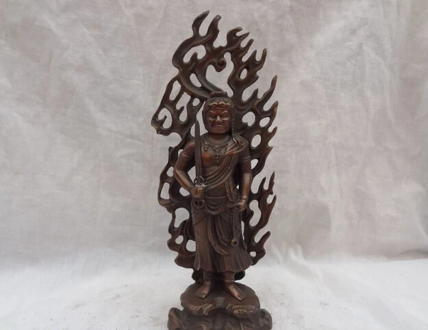 

wholesale factory 8" Tibet Buddhist Bronze Stand Japanese Fudo-Myo-O Achalanatha Buddha Statue