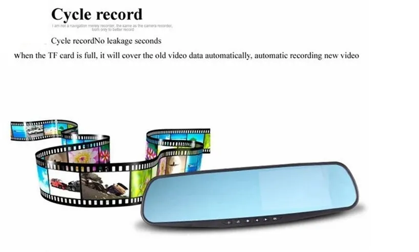 Relee Автомобиль blackbox 4,3 дюймов зеркало заднего вида камера заднего вида Автомобильный видеорегистратор Система двойной объектив видеорегистратор для автомобиля
