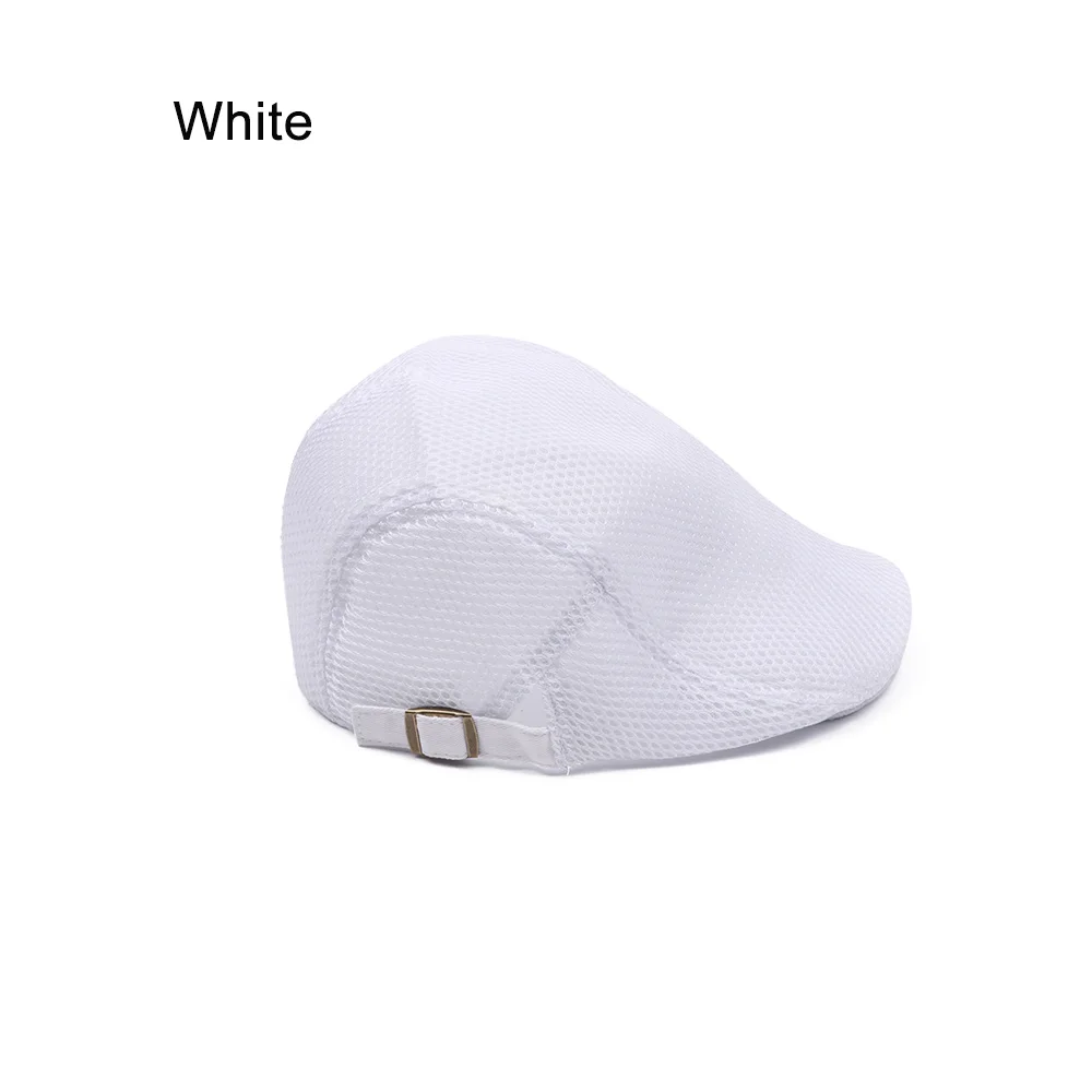 Летний модный берет шапка унисекс Повседневная плоская кепка Newsboy стиль Gatsby Регулируемый головной убор дышащие бейсболки с сетчатыми вставками для мужчин и женщин - Цвет: Белый