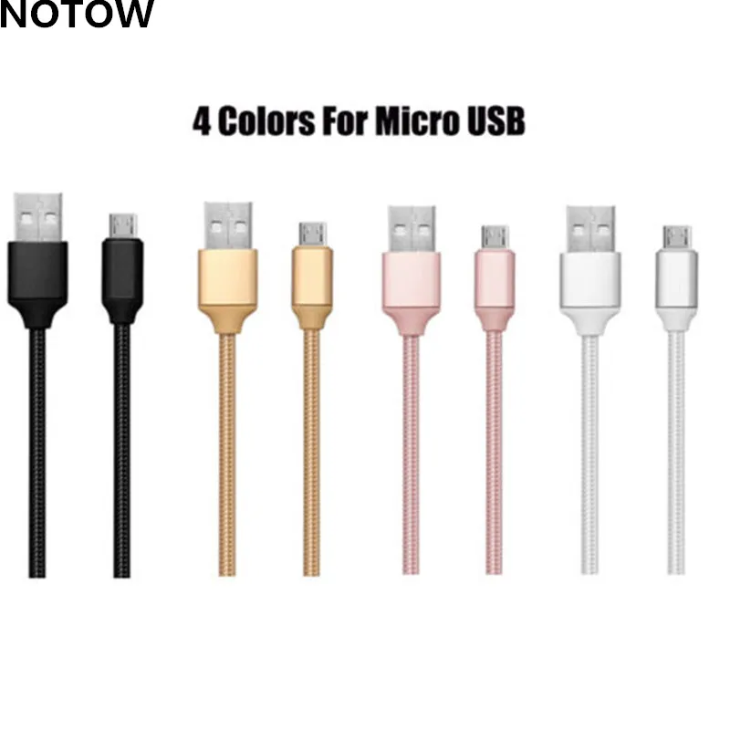 Micro USB кабель NOTOW 1 м/2 м/3 м из плетеной ткани 2A для зарядки и синхронизации Samsung Galaxy