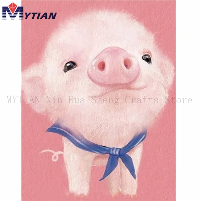 18100561  Pig,Piglet,Pink Baby Pig DIY 5D Diamond Painting Kit,Diamond Embroidery Mosaic Paint Rhinestone Home Decoration Wall Stickers