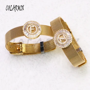 

5 pieces Letters bangles watch bangles adjustable zircon jewelry fashion vintage Gem jewelry for women 5250