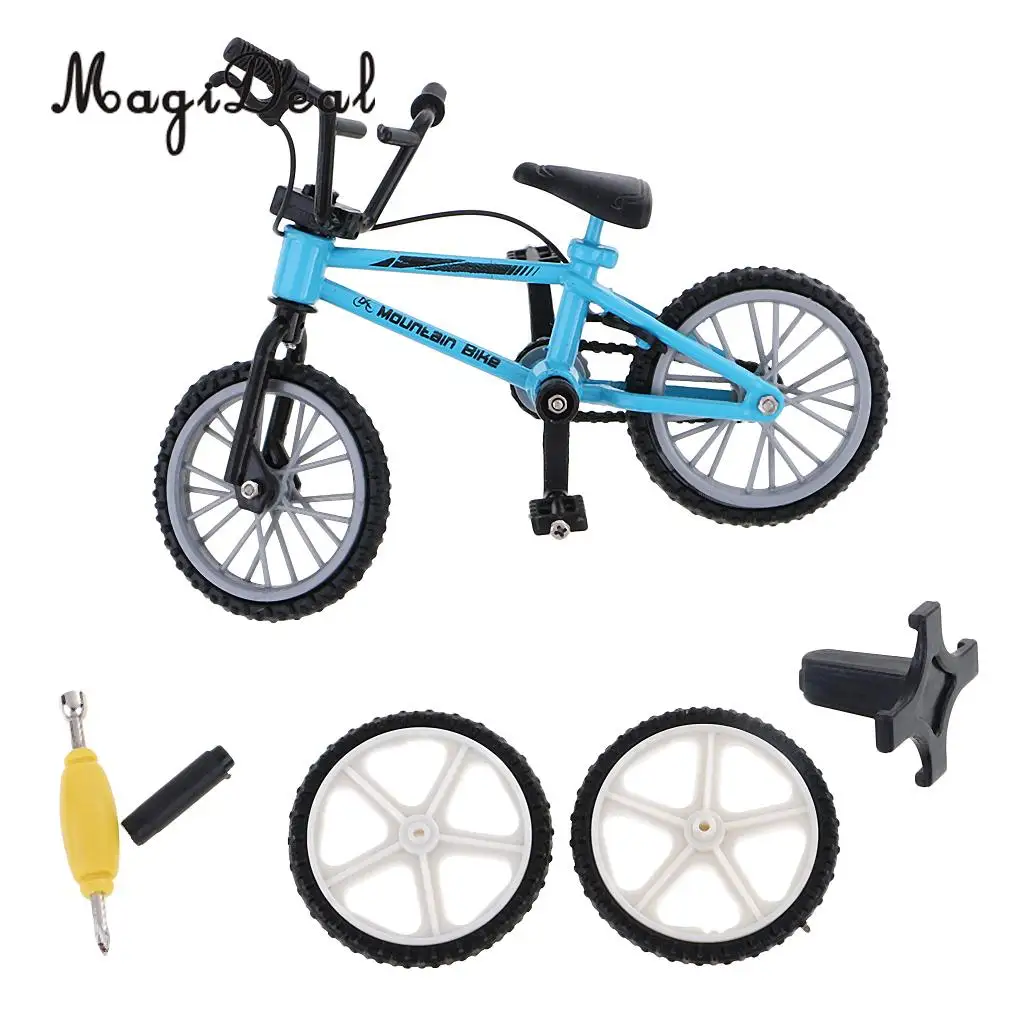 MIni Alloy Finger Mountain Bike Bicycle with Spare Tires for Children Kids Novelty Christmas Gift Collection Desk Table Decor