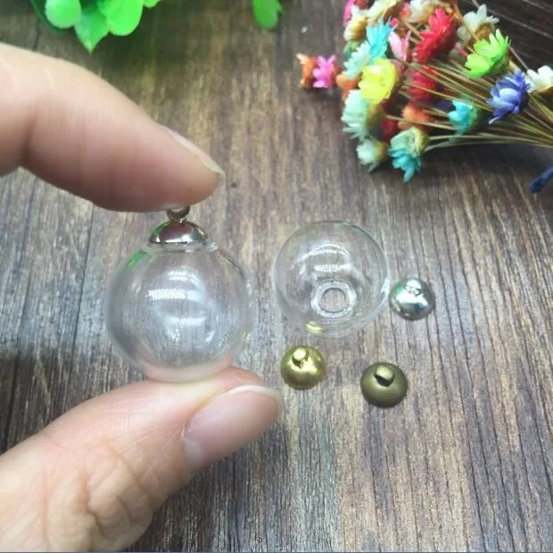 

20sets/lot 20*5mm glass bubble with 8mm beads cap set DIY Glass bottle vial pendant necklace pendant charms jewelry finidngs