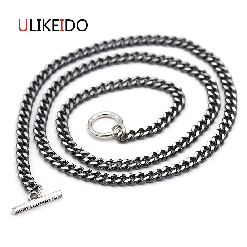 

925 Sterling Silver Jewelry Cross Pendant Necklaces Fashion Charms Punk Link Chain For Men And Women Fine Christmas Gift 727