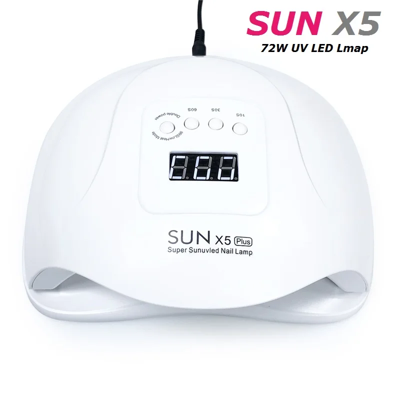 Baratos 2019 nueva lámpara LED SUN 5 X Plus UV 72W secador de uñas con Sensor automático pantalla LCD 36 LED secador de uñas lámpara para esmalte de Gel de manicura