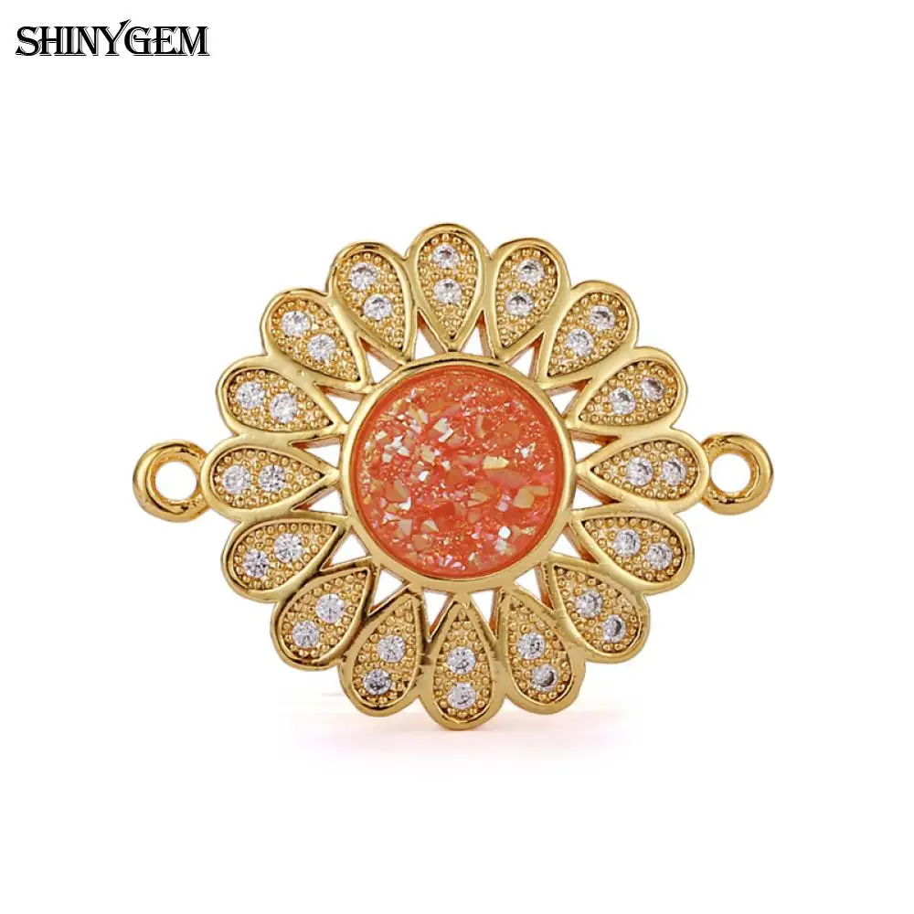 SHINYGEM Кристалл соединитель DIY Ювелирные изделия из друзы Подсолнух талисманы
