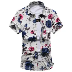 2019 Новая мода Бизнес дел для мужчин's рубашки для мальчиков цветочный дизайн большой код рубашка с короткими рукавами Cultivate oneself досуг