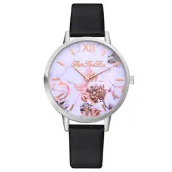 1 шт. часы новые модные часы с цветочным принтом Дамский кожаный браслет для часов Часы кварцевые Wri