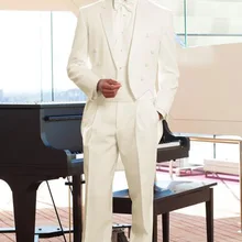 Мужской костюм цвета слоновой кости полное платье Стиль Особенности Премиум Атласный Костюм жениха костюм/мужской свадебный костюм смокинги/костюм для шафера