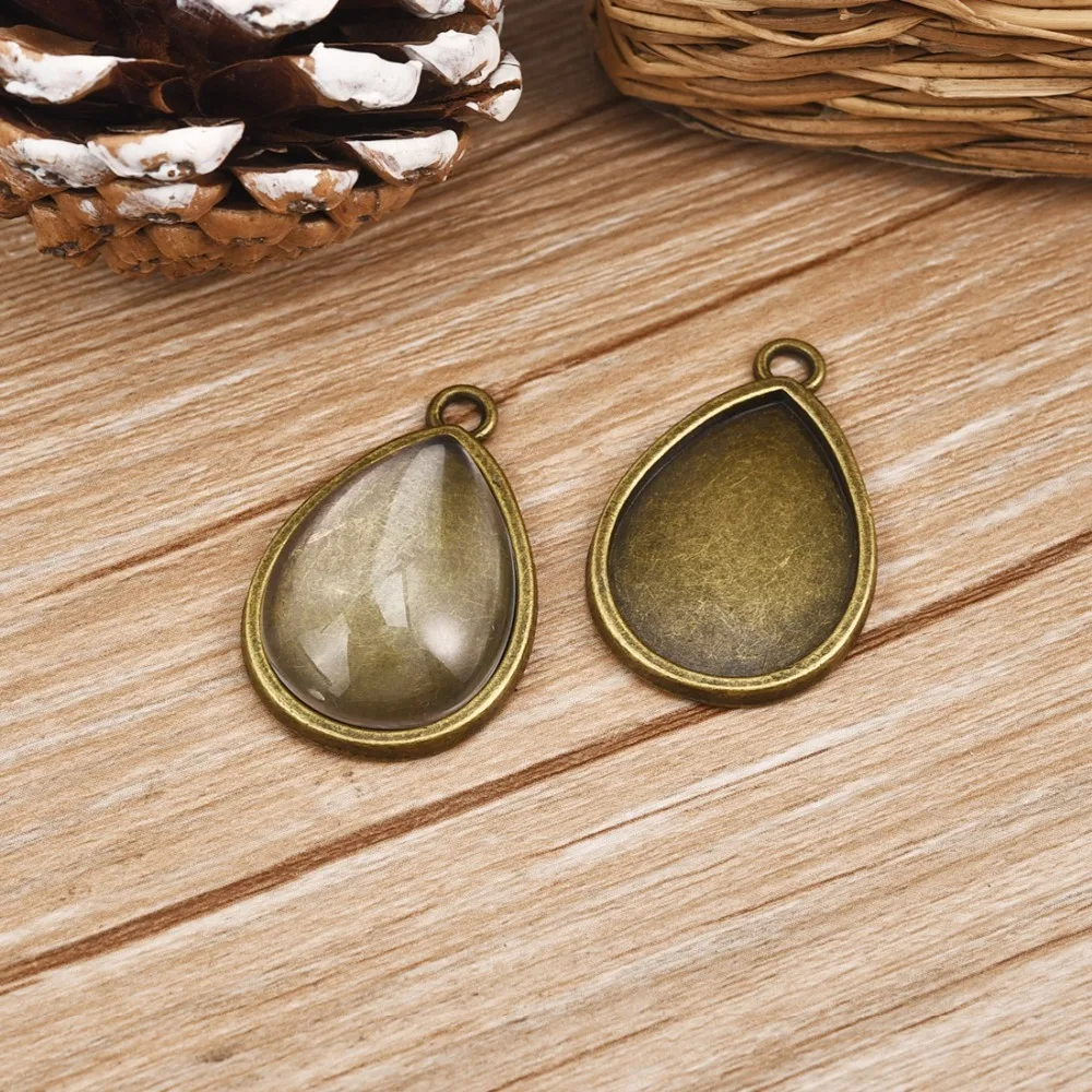 Drop Pendant Cabochon Setting 18x25mm Bezel Gem Blank Base Antique Bronze (3)