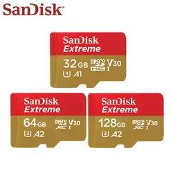 Оригинальный SanDisk Micro SD карта 32 ГБ 64 ГБ A1 высокое Скорость 160 МБ/с. U3 128 ГБ A2 V30 UHS-I карты памяти Extreme TF карты памяти Microsd