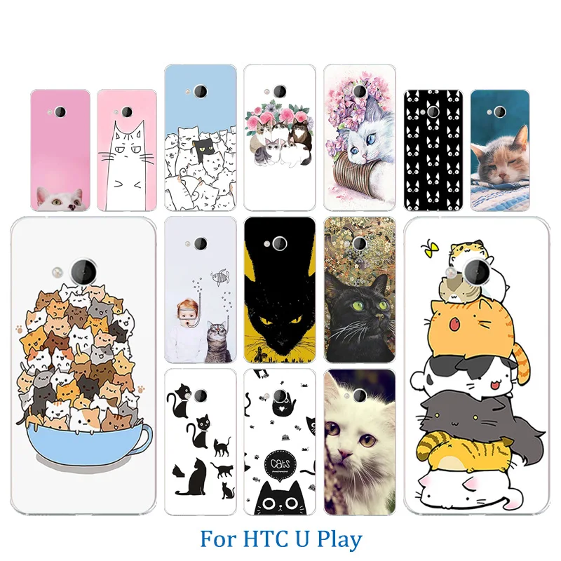 

Funda For HTC U Play Alpine Phone Case 5.2 inch Soft Silicone Coque Clear Matte Luck Cat Pattern Shell for HTC Alpine Back Cover
