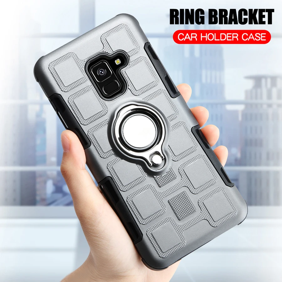 

Silicone Case For Samsung Galaxy A8 2018 A530 Back Hard Case For Galaxy A8 Plus 2018 A730F Ring Stand Armor Cover A8 2018 Case