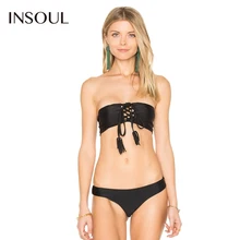 INSOUL 2017 New Fashion Underwear Women Solid Black Sexy Push Up Halter Bralettes Soft Seamless Panties Breathable Lady Bra Sets