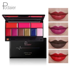 Pudaier, 9 цветов, Мерцающая губная помада, палитра, краски для губ, водостойкая, красная помада для губ, стойкий, Готическая губная помада, кремовая палитра для макияжа