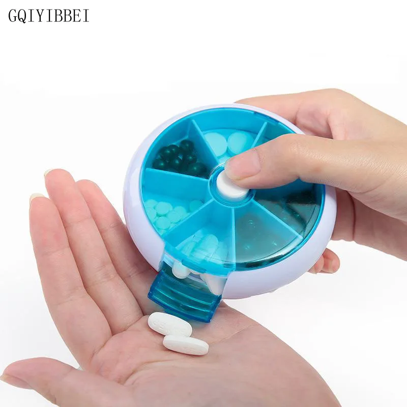 

GQIYIBBEI Rotatable 7day Environmental Portable Drug For Travel Storage Medicines Box Organizer Week Pill Case Press To Open