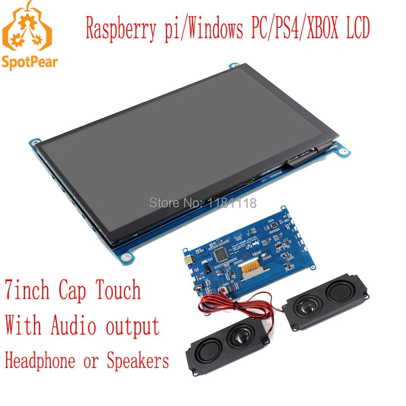 Raspberry Pi 7 дюймовый ЖК USB емкостный сенсорный экран HDMI VGA дисплей для компьютера