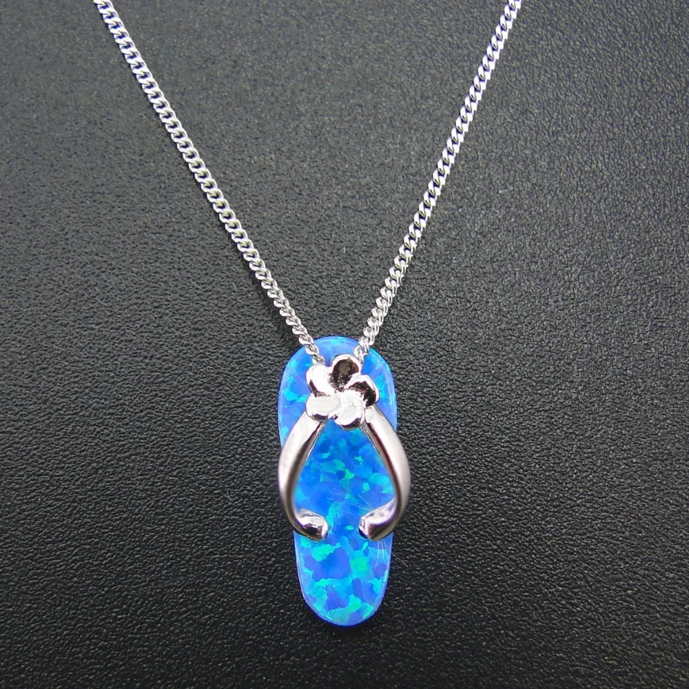 

100% 925 Sterling Silver Jewelry High Quality Women Pendants Flip flop Pendants Blue Fire Opal Pendants for Women Without chain