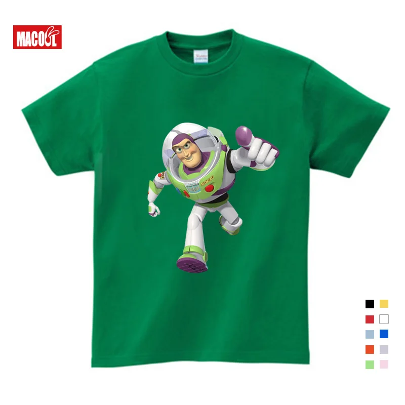 Camiseta/Детская футболка с рисунком из мультфильма «История игрушек» короткая хлопковая футболка для детей от 3 до 12 лет Летняя Повседневная белая футболка для мальчиков и девочек - Цвет: T-shirt