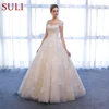 SL-307 Customized Short Sleeve bridal dresses Lace Appliques Beach Vintage SuLi Wedding Dress woman wedding gowns for bride 3