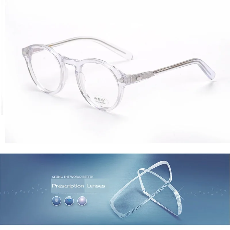 Vazrobe прозрачный черный ацетат очки Для мужчин Для женщин Винтаж человек по рецепту очки круглые и овальные 1,56 1,61 прогрессивные линзы