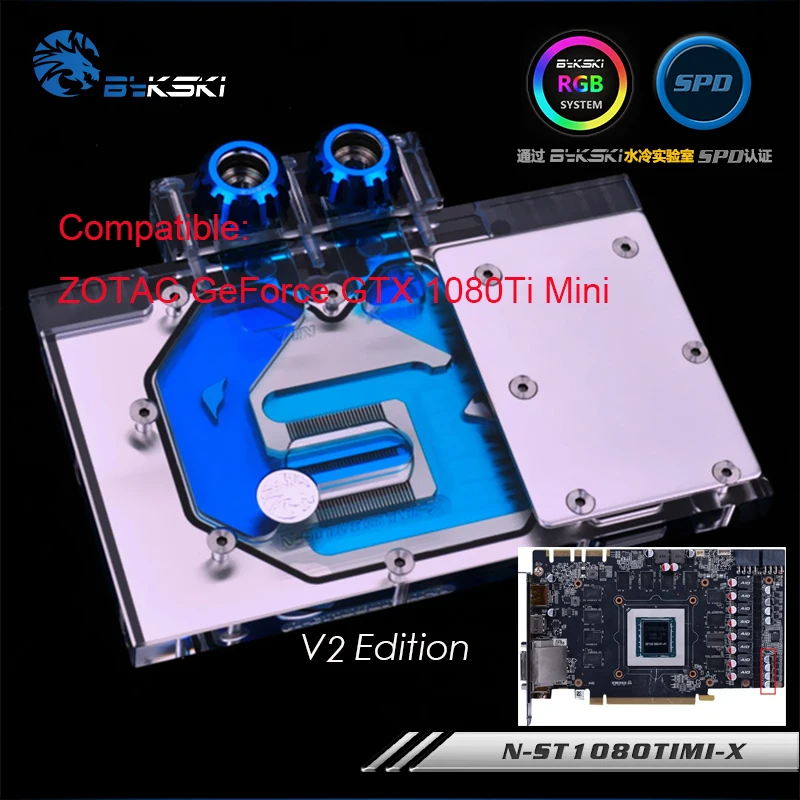 preço Bykski Geuine N ST1080TIMI X para ZOTAC GeForce GTX 1080TI mini PC WaterCooling RGB Bloco RBW refrigerador gpu V2 edição
