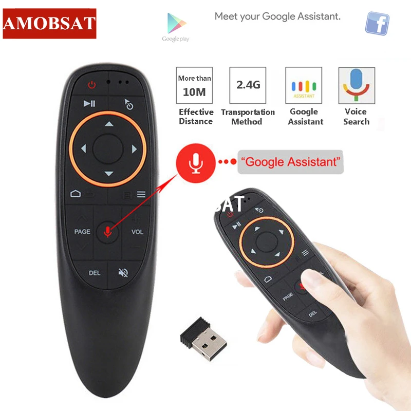 

AMOBSAT G10 Air Mouse Voice Remote Control with 2.4G USB Receiver Gyro Sensing Mini Wireless Smart Remote for Android TV BOX PC
