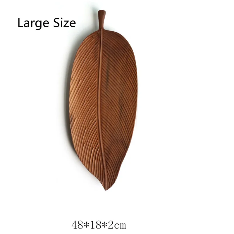 Leaf Pattern Rubber Walnut Wood Pan Plate Fruit Dishes Saucer Tea Tray Dessert Dinner Bread Wood Plate Japanese Irregular Shape - Цвет: JJ1435V48X18CM