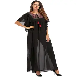 Элегантная вышивка, макси-платье, длинные халаты, кимоно, одежда в европейском стиле, свободный стиль, этнические мусульманские кисточки