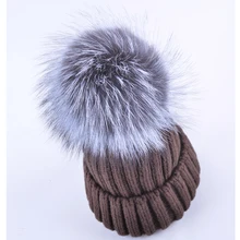 Зимние шапки хорошего качества для женщин, шапки из натурального Лисьего меха, шапочка с помпоном, толстая Вязаная Шерсть, gorro, теплая Повседневная благородная шапка, touca bonnet