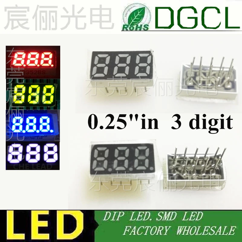 

0.25 inch RED/Blue/GREEN/WHITE 7 Segment display 0.25" LED Display 3 Bit Digital Tube Series Voltage Panel