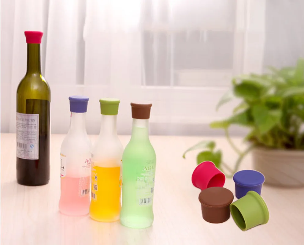 

5pcs silicone wine stoppers Leak free wine bottle sealers for red wine and beer bottle cap convenient creative tool