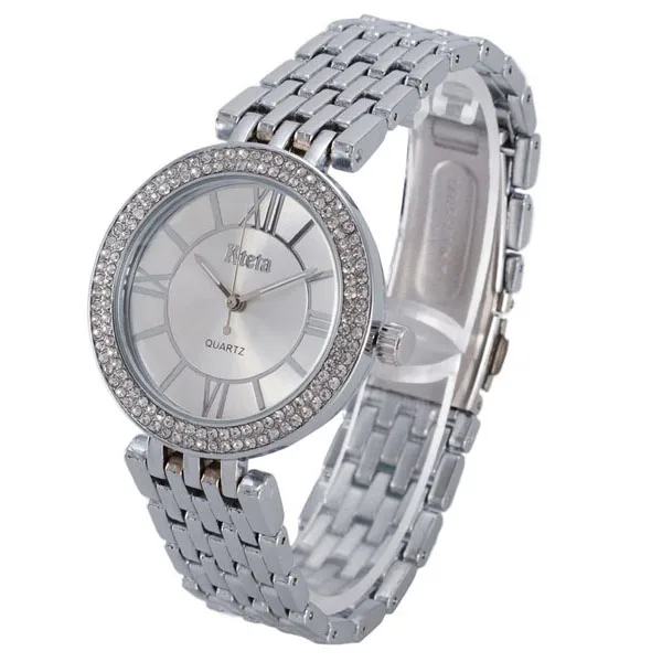 Золотые женские часы Лидирующий бренд роскошные часы с бриллиантами Модные женские кварцевые наручные часы женские часы Relogio Feminino Relojes Mujer - Цвет: Silver