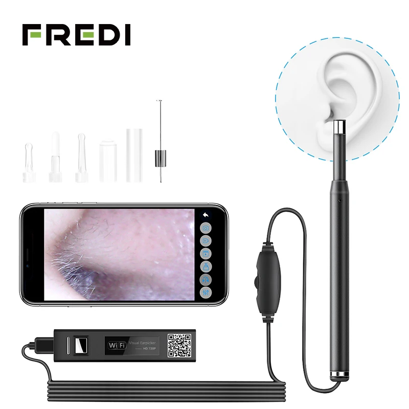 FREDI медицинский WIFI эндоскоп камера 5 мм 2 м Мини Ухо Нос Otoscope водонепроницаемый