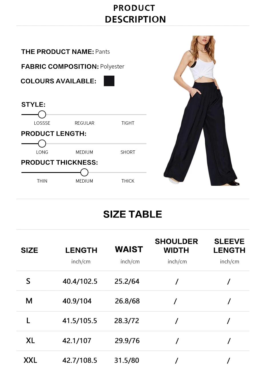 HDY Haoduoyi Women Black pants casual loose pants wide leg women pants for wholesale and free shipping Ladies Trousers 11