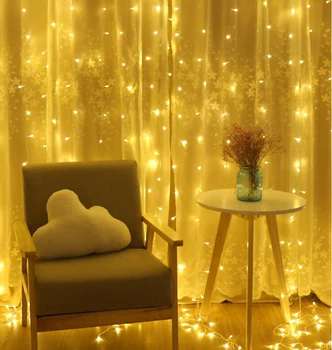 

50Pcs 3Mx2M 208leds icicle curtain string fairy light Christmas Wedding Home garden party Hanging Backdrop Wall decor-Warm white